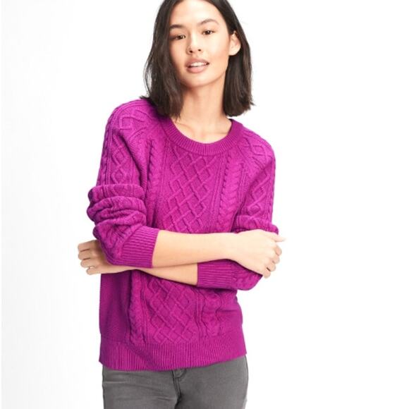 NEW! Hot Magenta Cable Knit Gap Sweater - Women's Small - Picture 1 of 8